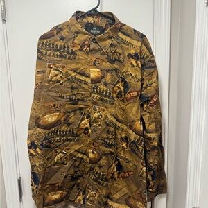 RedHead Men's Casual Button Down Shirt - Brown and Tan